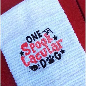 Dog Paw Towel -  Cute Embroidered Halloween Paw Towel for Dog - Dog Textile